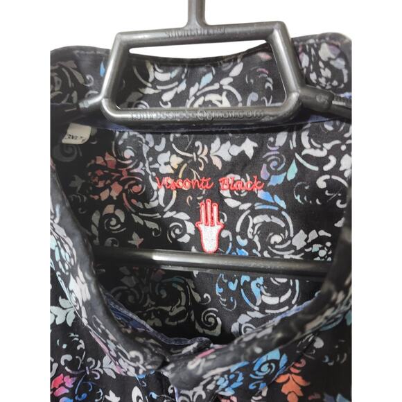 Luchiano Visconti Black 3XLT LS Dress Shirt Black Paisley Print Button Down - Picture 8 of 9